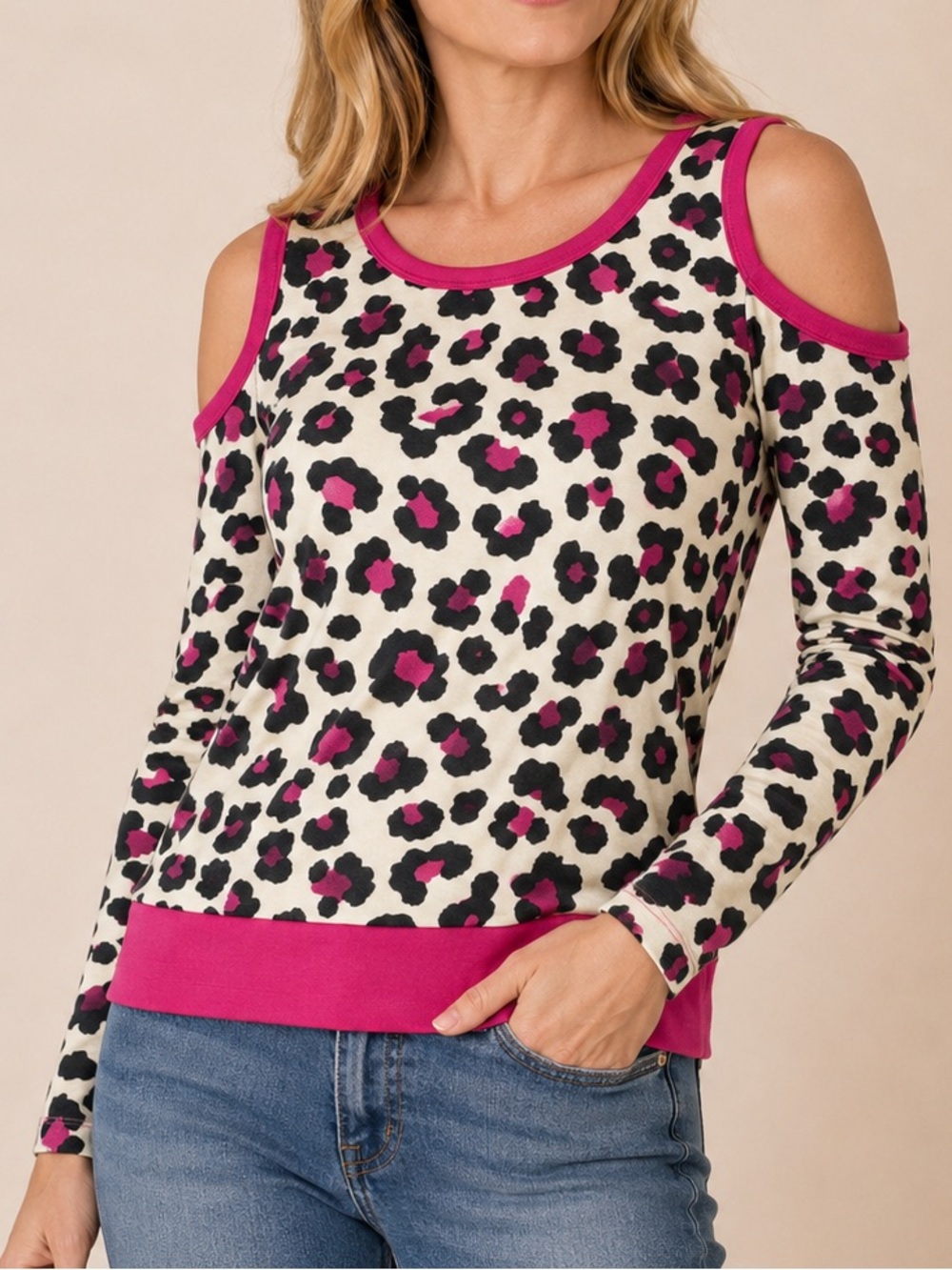 143 Story | Cold-Shoulder Leopard Print Sweatshirt | Size L | NWT | Y2K Glam